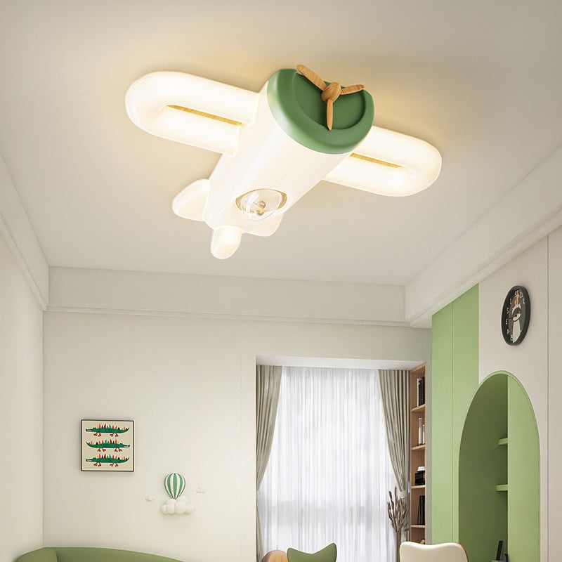 Modern Simplicity Kids Iron PE Plane LED Flush Mount Ceiling Light For Bedroom