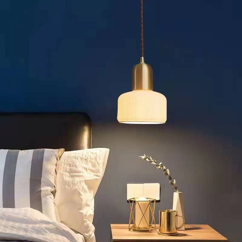 Traditional Japanese Copper Ceramic Hemispheric 1-Light Pendant Light For Dining Room