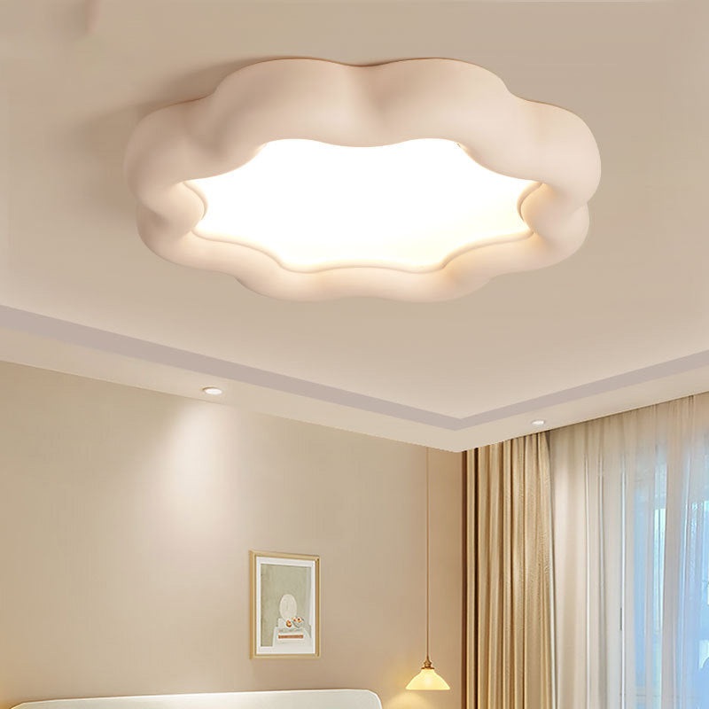 Contemporary Creative Plum Blossom Iron Resin Frame Acrylic Shade LED Flush Mount Ceiling Light For Living Room