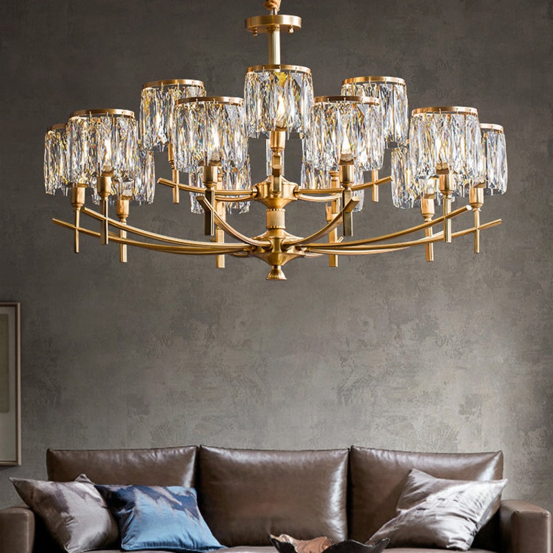Contemporary Luxury Branch Crystal Copper 6/8/10/15 Light Chandelier For Living Room