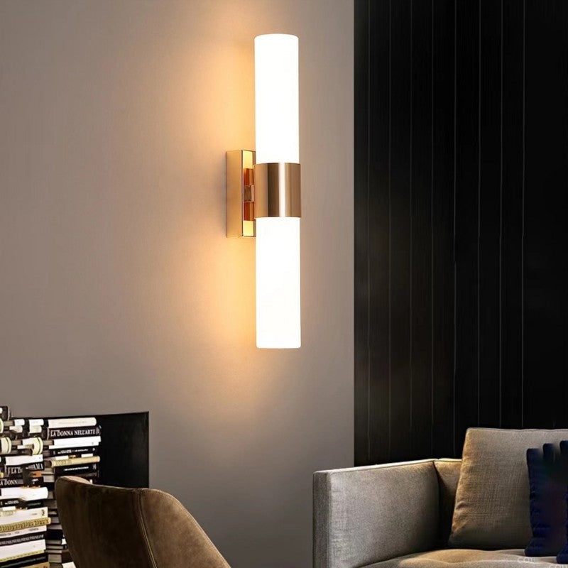 Contemporary Nordic Cylinder Iron Acrylic 2-Light Wall Sconce Lamp For Living Room