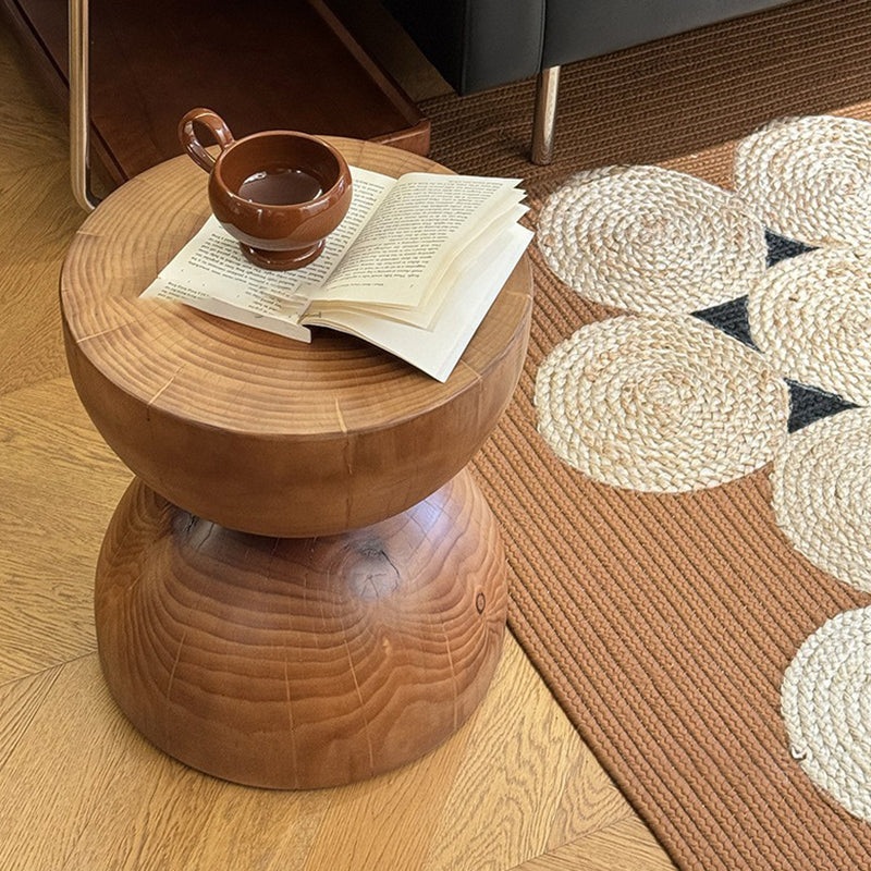 Contemporary Nordic Round Funnel Shape Solid Wood End Table For Living Room