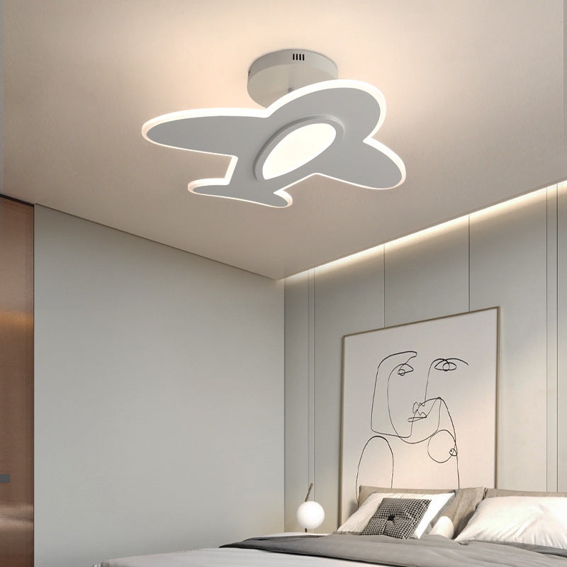 Modern Art Deco Airplane Shaped Acrylic Iron LED Semi-Flush Mount Ceiling Light For Living Room
