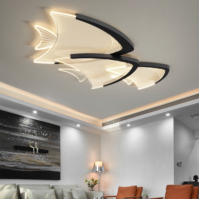 Modern Art Deco Fish Acrylic Aluminum LED Flush Mount Ceiling Light For Bedroom