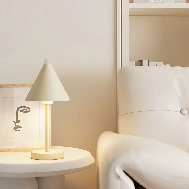 Modern Minimalist Iron PVC Cone 1-Light Table Lamp For Bedroom