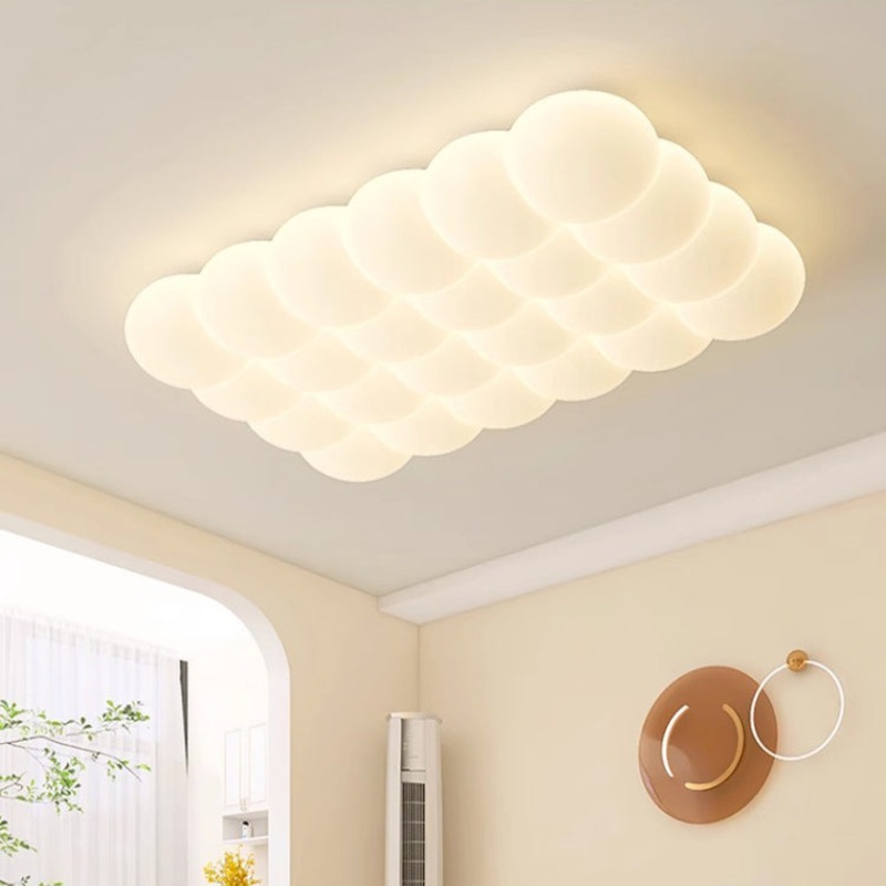 Modern Simplicity Iron PE Bubble Cloud Round Square Rectangular LED Flush Mount Ceiling Light For Bedroom