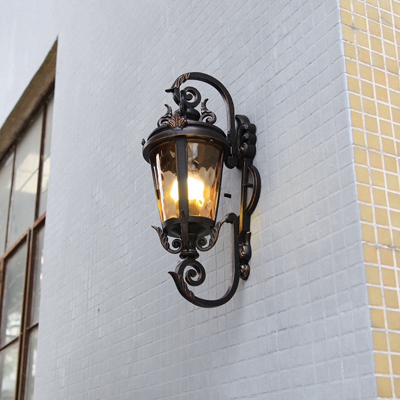Traditional European Waterproof Aluminum Glass Cylinder 1-Light Wall Sconce Lamp For Outdoor Patio