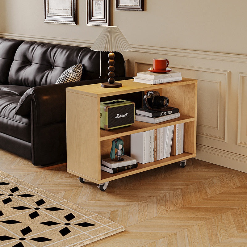 Traditional Vintage Removable Rectangular Solid Wood Faux Panel End Table 2-Tier For Living Room