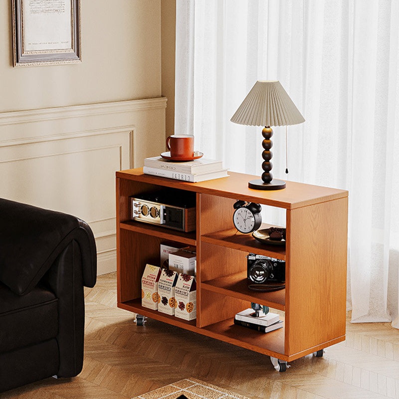Traditional Vintage Removable Rectangular Solid Wood Faux Panel End Table 3-Tier 2-Cabinet For Living Room