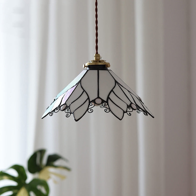 Contemporary Creative Angel Wings Cone Glass Copper 1-Light Pendant Light For Living Room
