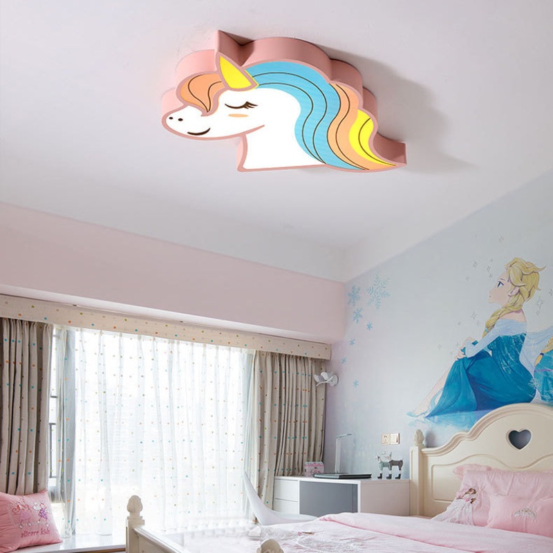 Contemporary Creative Horse Acrylic Iron Lampshade LED Flush Mount Ceiling Light For Bedroom