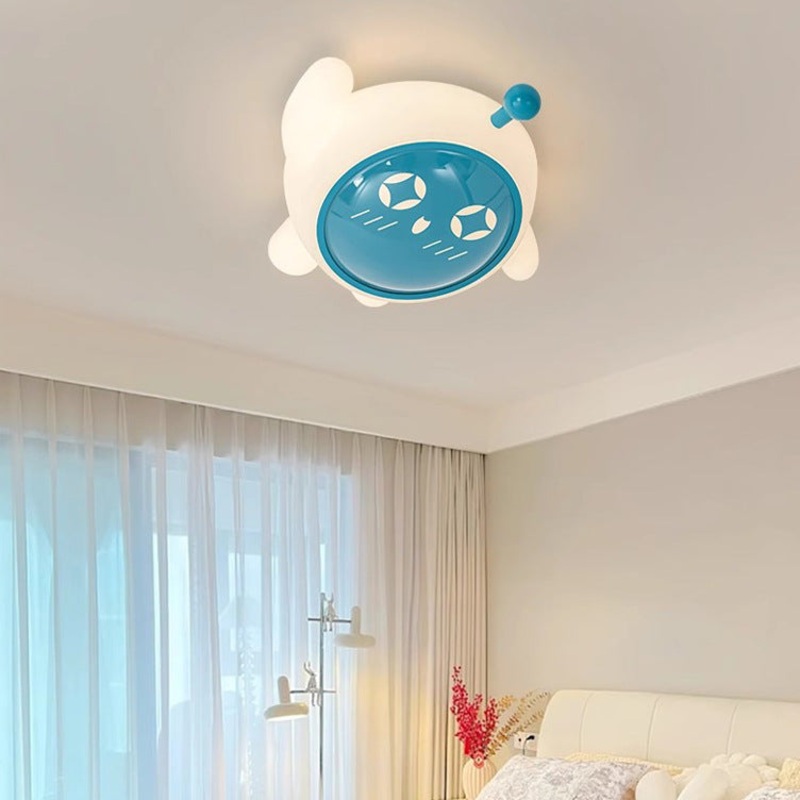 Contemporary Creative Iron PE Cartoon Spaceman LED Flush Mount Ceiling Light For Bedroom
