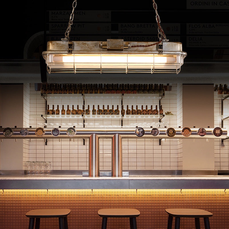 Contemporary Industrial Iron PC Long Strip 2-Light Island Light Pendant Light For Living Room
