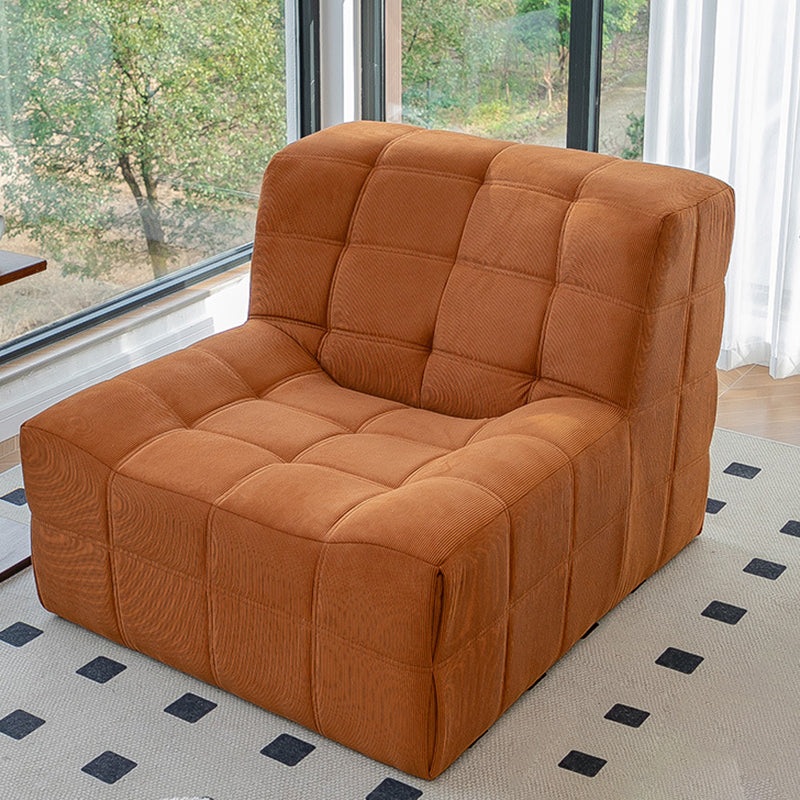 Contemporary Nordic Block Corduroy Solid Wood Accent Chair Backrest For Living Room