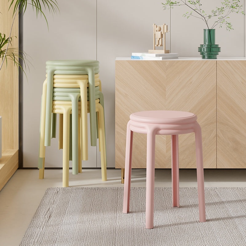 Contemporary Nordic Geometry Round Plastic Stackable Chair For Bedroom