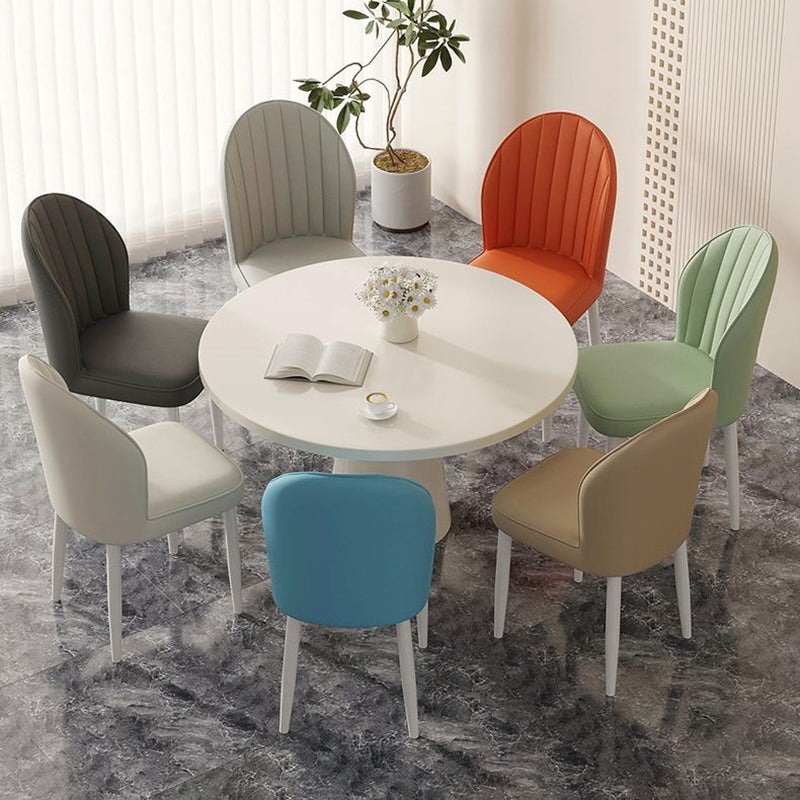 Contemporary Nordic Shell Square Oval Carbon Steel Leather Dining Chair Backrest For Dining Room