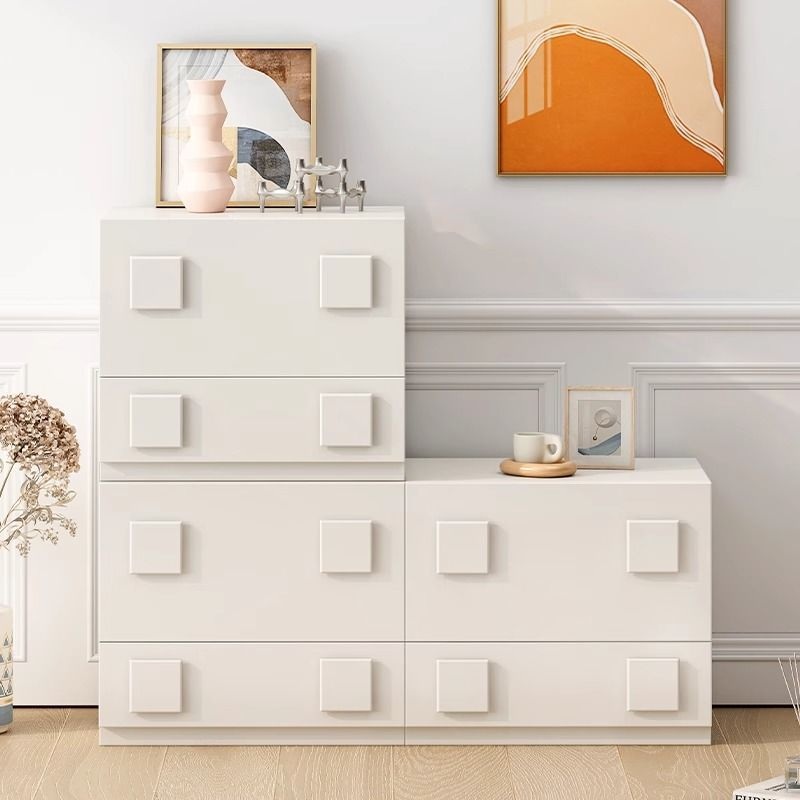 Contemporary Nordic Wood Plate Hardware Rectangular Square Handle Freely Combinable Side Table 1-Cabinet For Bedroom