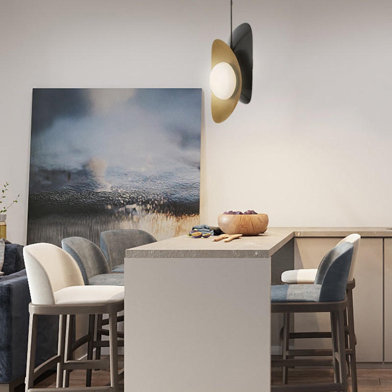 Contemporary Scandinavian Iron Glass Mock Ingot Ball 1-Light Pendant Light For Dining Room