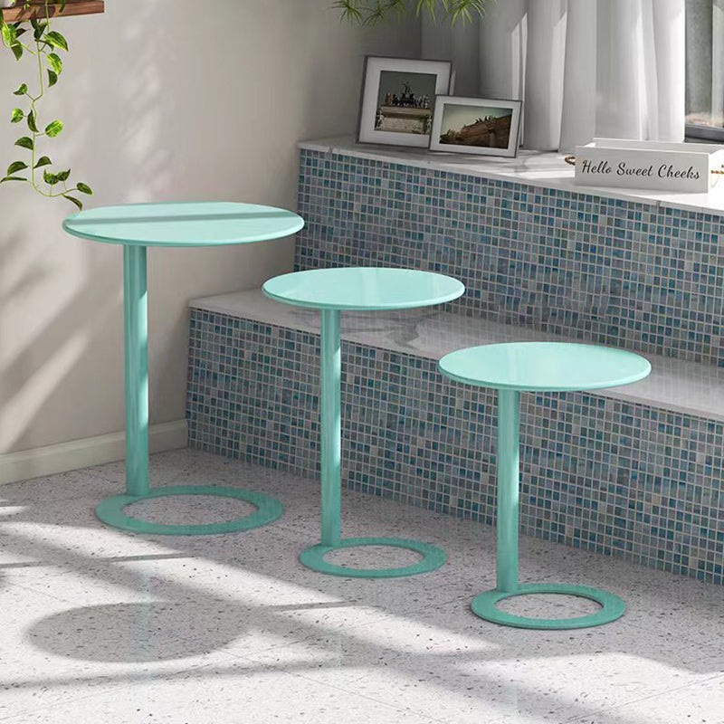 Contemporary Scandinavian Iron Round O-Shaped End Table 2-Tier For Living Room