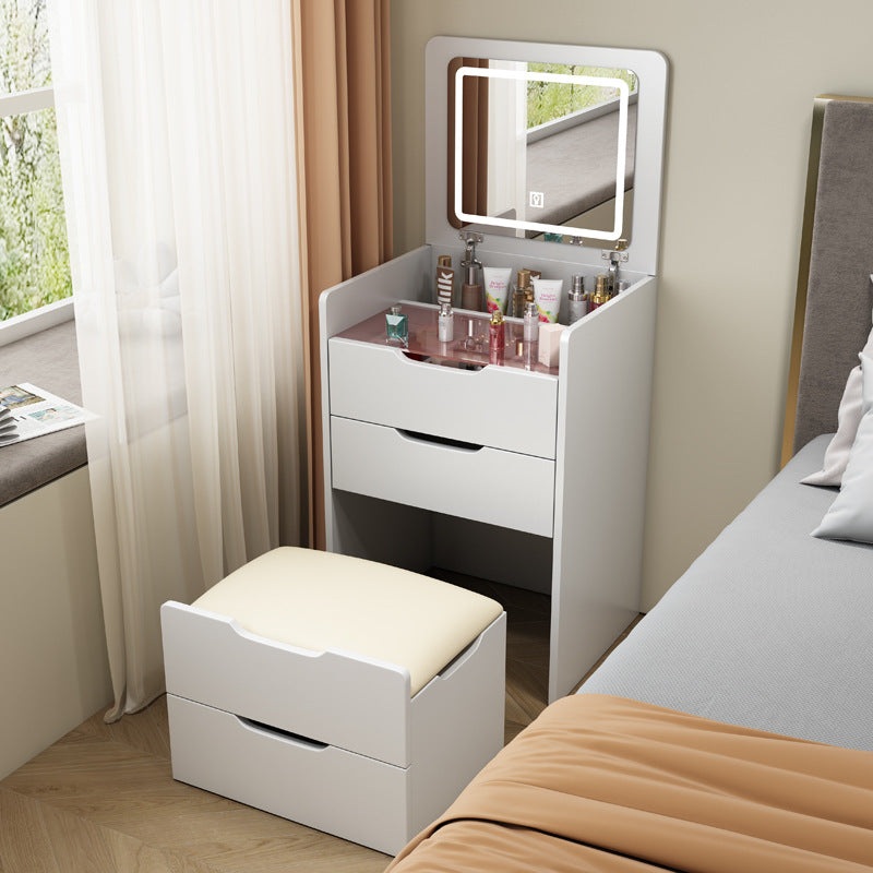 Modern Minimalist Rectangular Glass Board Makeup Vanity 3-Drawer For Bedroom