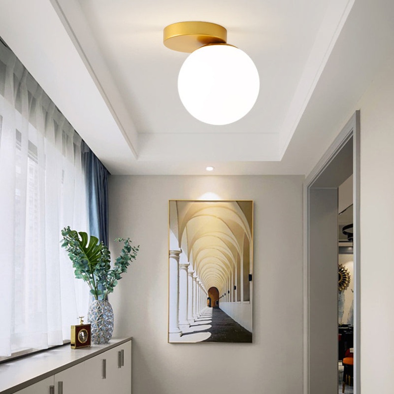 Modern Simplicity Dome Orb Glass Lampshade Iron 1 - Light Semi-Flush Mount Ceiling Light For Hallways