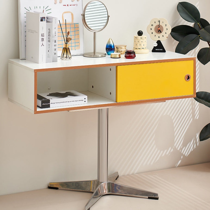 Traditional Vintage Rectangular High Density Fiberboard Stainless Steel Makeup Vanity 1-Storage For Bedroom