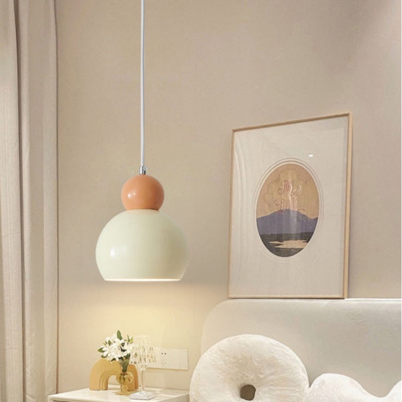 Contemporary Creative Cream Round Dome Iron 1-Light Pendant Light For Living Room