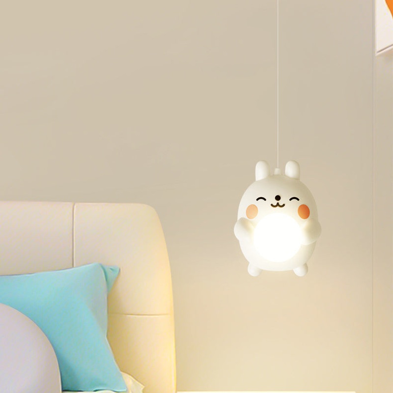 Modern Art Deco Kids Iron Acrylic Rabbit LED Pendant Light For Bedroom