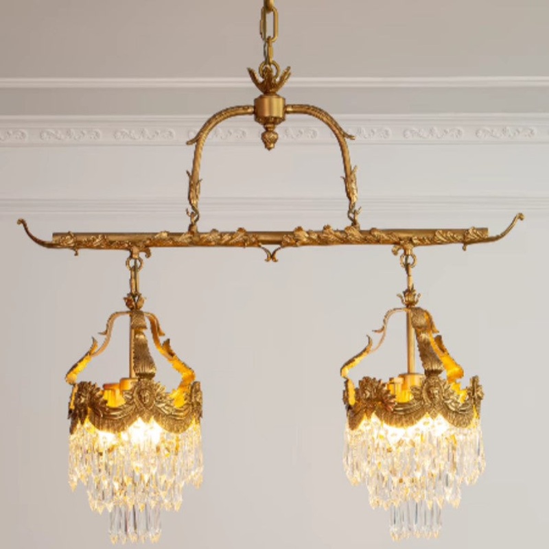 Contemporary Creative Strip Copper Crystal 6/9 Light Island Light Chandelier For Dining Room
