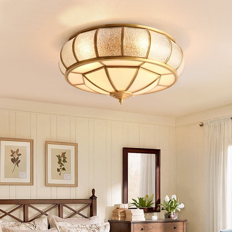 Contemporary Luxury Oval Dome Full Copper Glass 3/4/6 Light Flush Mount Ceiling Light For Bedroom