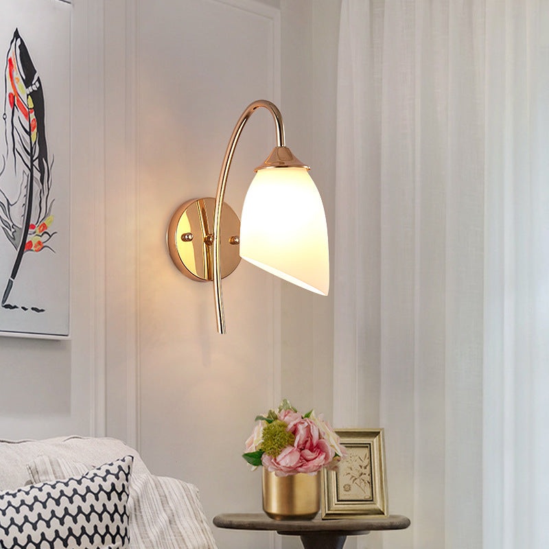 Contemporary Nordic Pod Iron Glass 1-Light Wall Sconce Lamp For Bedroom