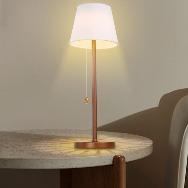 Modern Simplicity Fabric Aluminum Plastic Silica Cylinder LED Rechargeable Table Lamp For Bedside