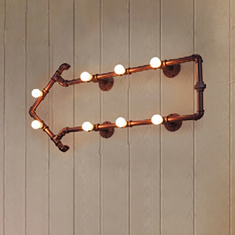 Traditional Vintage Arrowhead Iron Tube Acrylic 8-Light Wall Sconce Lamp For Bedroom