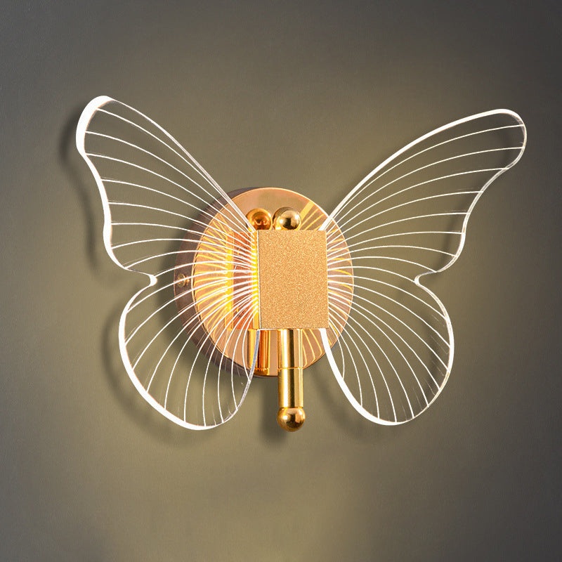 Contemporary Creative Butterfly Acrylic Iron LED Wall Sconce Lamp For Bedroom