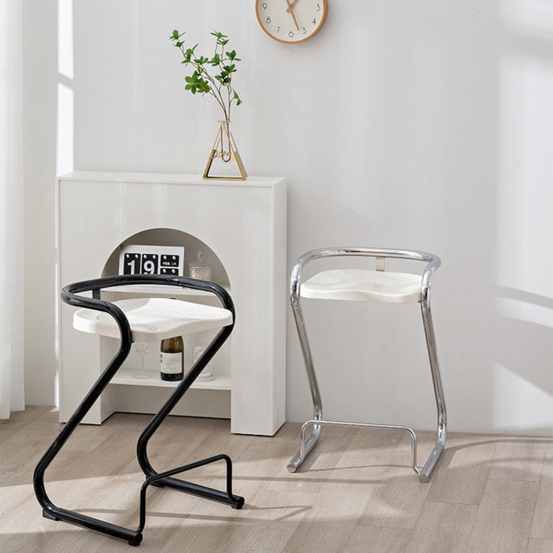 Contemporary Nordic ABS Iron Geometry Bar Stool Backless Armless For Dining Room