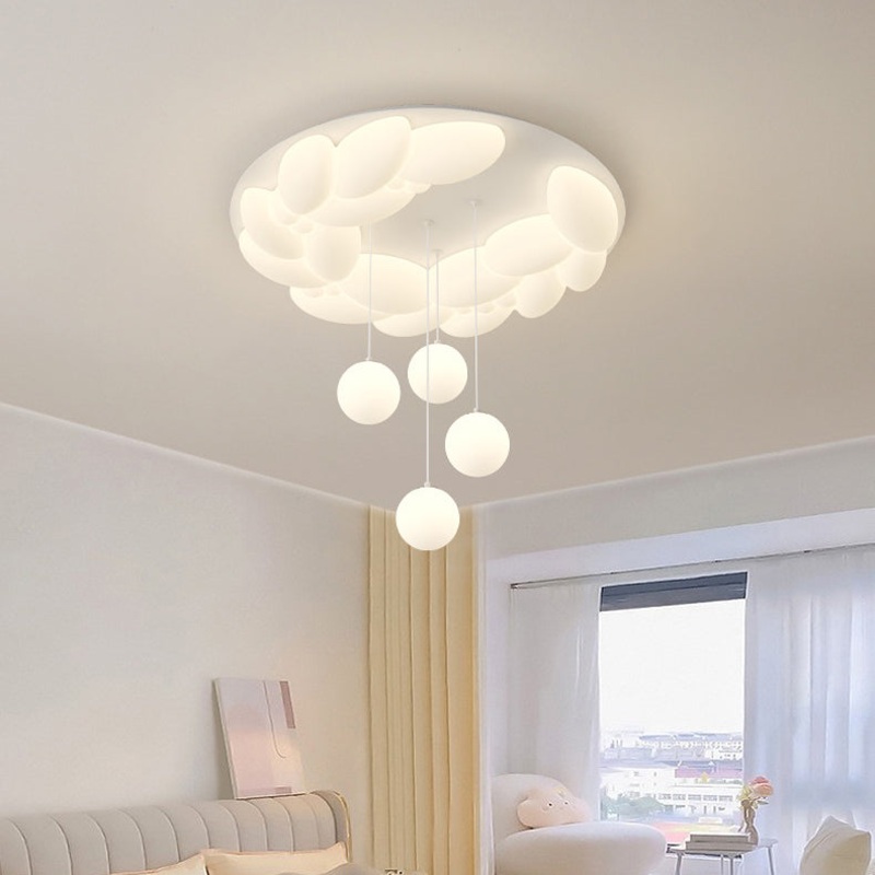 Contemporary Nordic Geometric Circle PE Iron LED Flush Mount Ceiling Light For Bedroom