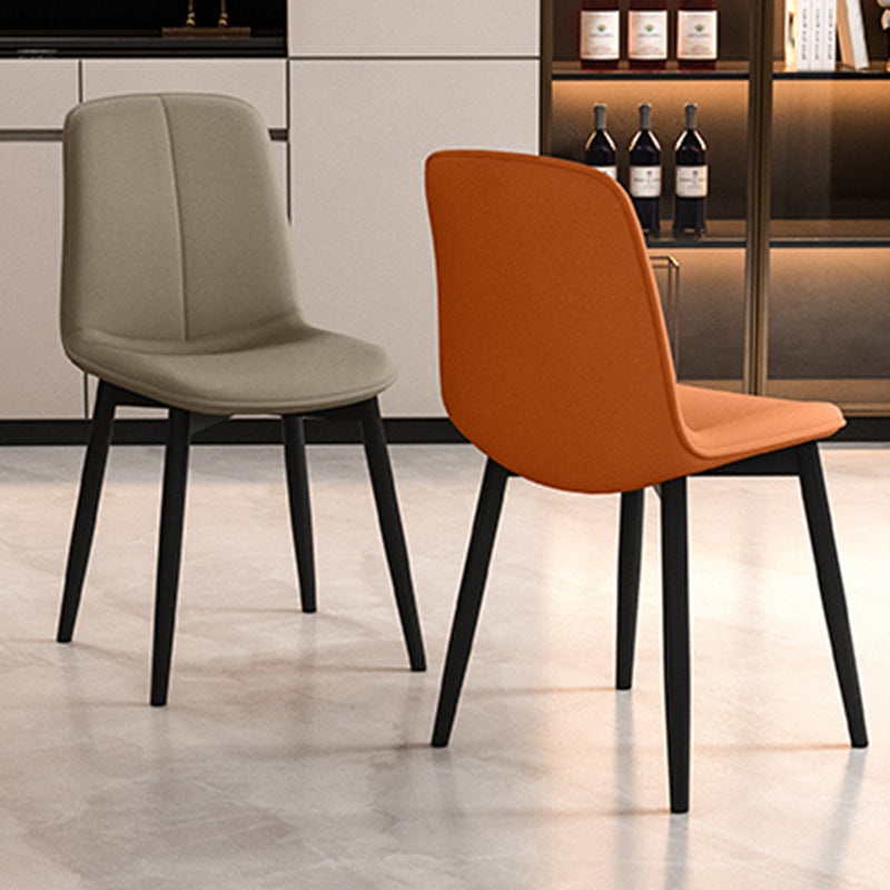 Contemporary Nordic Square Leather Metal Dining Chair Backrest For Dining Room