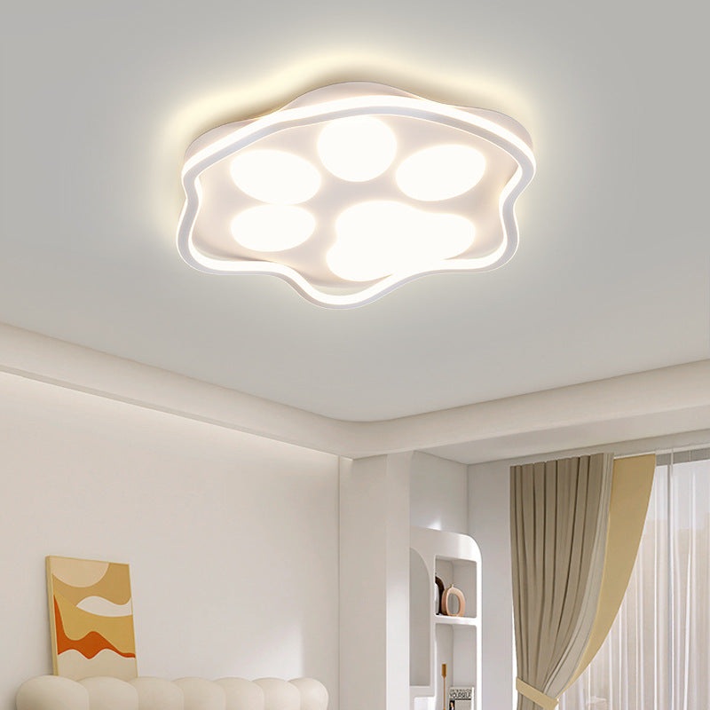 Contemporary Scandinavian Cartoon Cat Claw Acrylic Shade Iron LED Flush Mount Ceiling Light For Bedroom