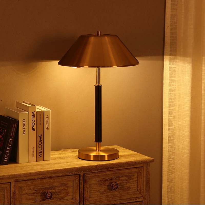 Modern Mid-Century Iron Round Drum 2-Light Table Lamp For Study