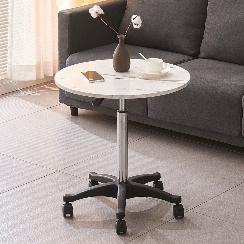 Modern Minimalist Movable Liftable Round Metal Base Marble Density Plate Coffee Table For Living Room