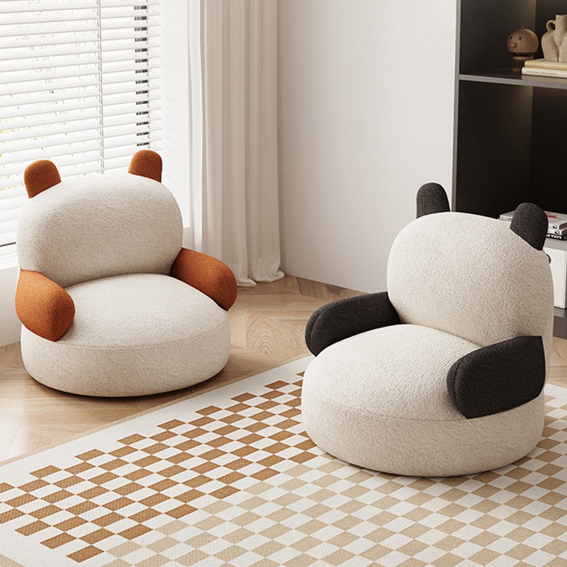Contemporary Creative Cartoon Baby Panda Lambswool Accent Chair Backrest Armrest For Living Room
