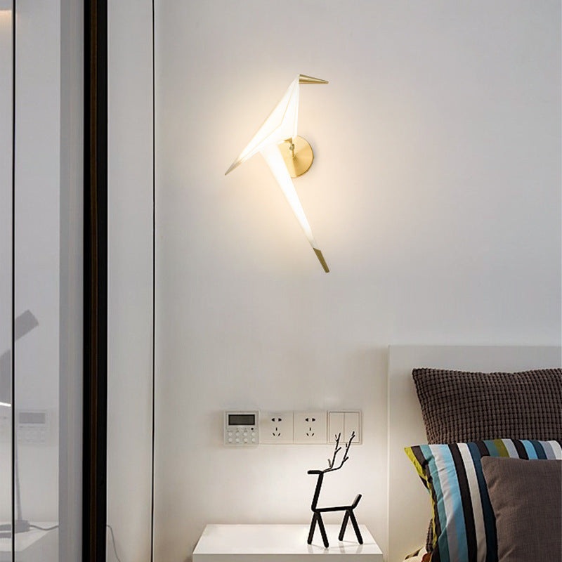 Contemporary Creative Thousand Paper Cranes Hardware Aluminum Acrylic LED Wall Sconce Lamp For Bedroom