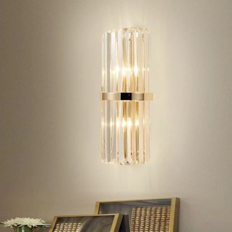 Contemporary Luxury Crystal Strip Stainless Steel 1-Light Wall Sconce Lamp For Bedroom
