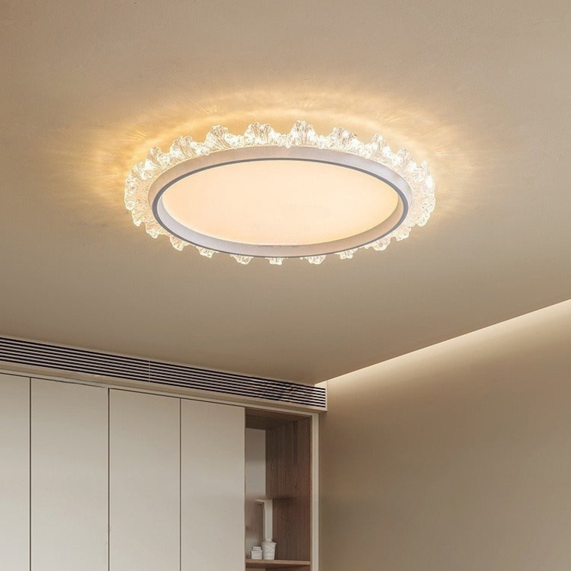 Contemporary Scandinavian Round Dome Aluminum Iron Acrylic LED Flush Mount Ceiling Light For Bedroom
