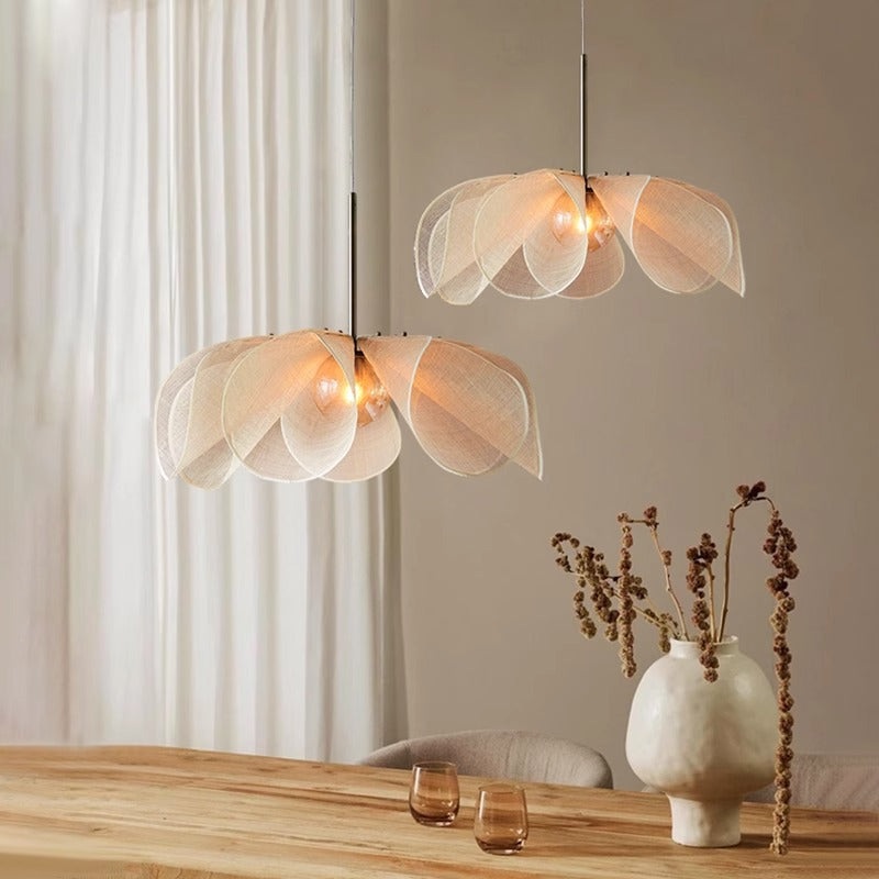 Modern Eclectic Flower Musa Textilis Metal 1-Light Pendant Light For Living Room