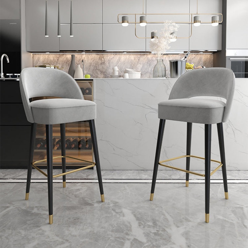 Modern Luxury Square High Resilience Foam Metal Bar Stool Backrest For Kitchen