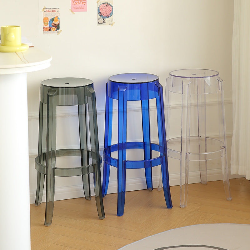 Modern Minimalist Round Plastic Bar Stool Footrest For Dining Room