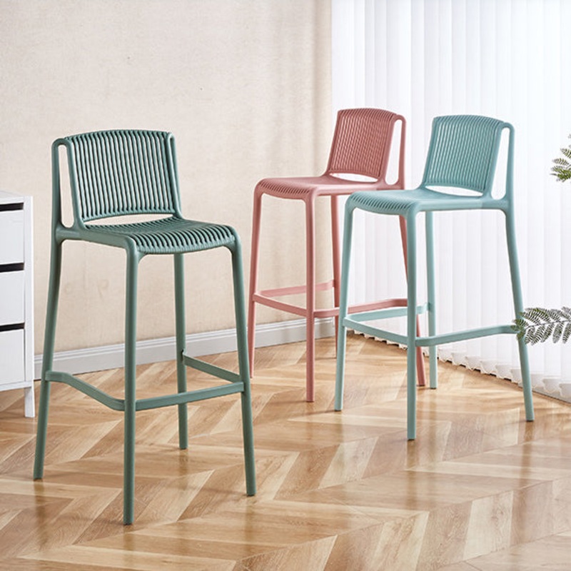 Modern Minimalist Square Plastic Bar Stool Backrest For Kitchen