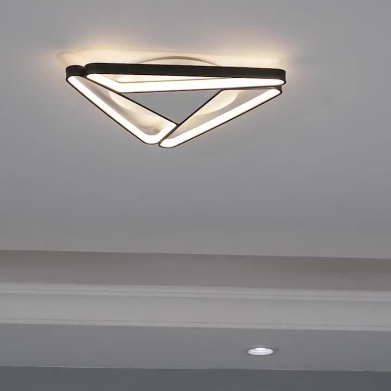 Modern Minimalist Triangle Aluminum Silicone LED Flush Mount Ceiling Light For Bedroom