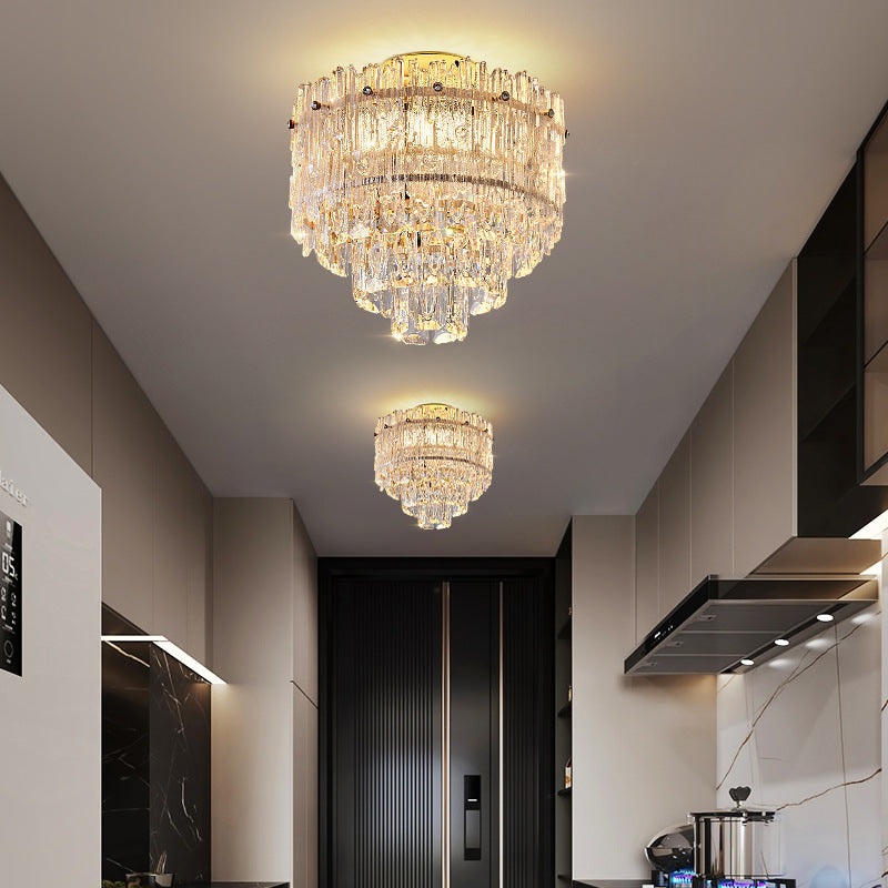 Modern Luxury Hardware Crystal LED Semi-Flush Mount Ceiling Light For Living Room